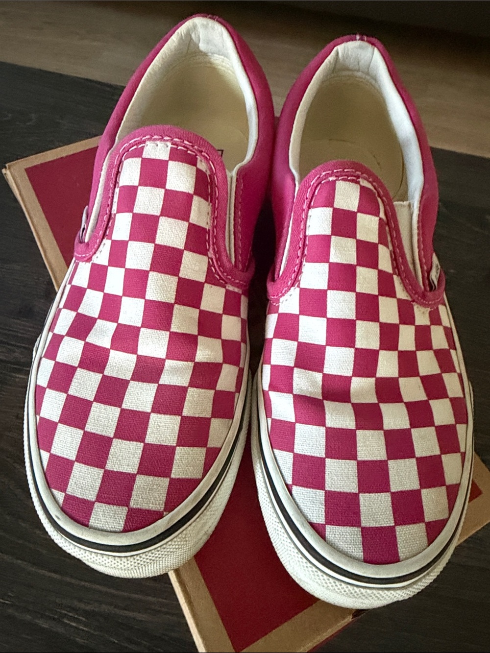 Vans Kids Slip-On Checkerboard Sneakers - Pink & White